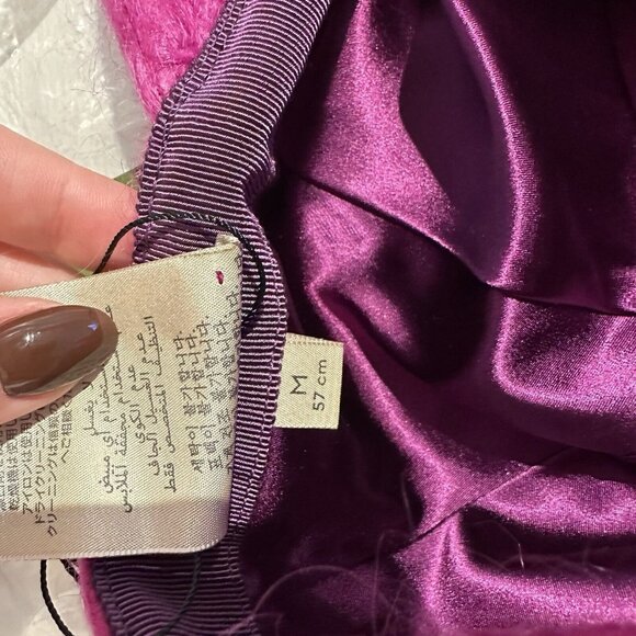 New Authentic Gucci GG Logo Mohair Pink Fuxia Baseball Hat Size M - Picture 9 of 9